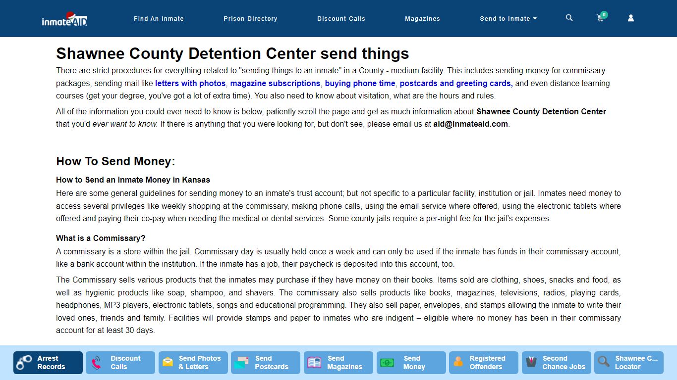 Shawnee County Detention Center send things - InmateAid